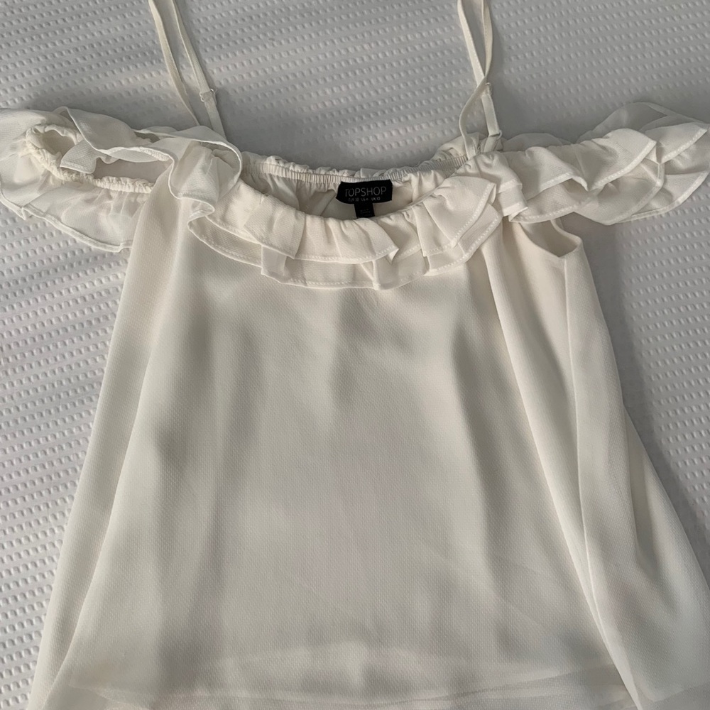white topshop off the shoulder blouse with straps
